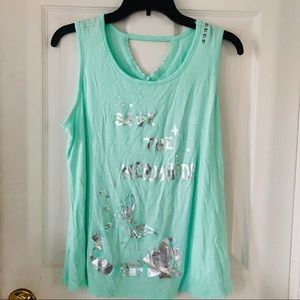 NWOT JUSTICE silver save the mermaids Seafoam green girls shirt size 20